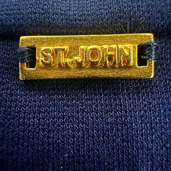 St John Navy Blue Double-Breasted Blazer Santiago Knit Size 2 NWT MSRP $1200 - Picture 5 of 12